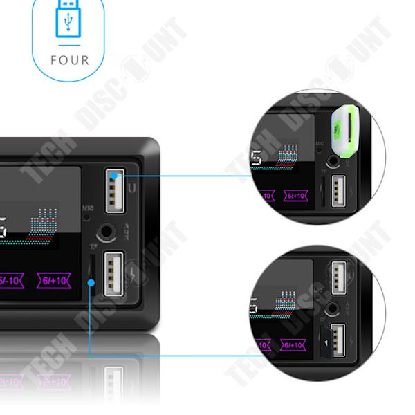 TD® Autosoitin Bluetooth Kosketusnäyttö Kaksois-USB Autosoitin Bluetooth MP3-soitin Seitsemän värin valot Musta autosoitin