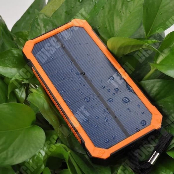TD® Solcelle Batteri Oplader Power Bank Nødlader Bærbar Vandtæt Ekstern Batteri med 8 LED Dobbelt USB 15000mAh