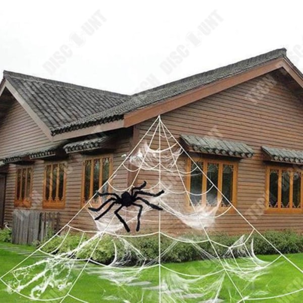 TD® Halloween-dekoration superfjäderformade triangulära spindelnät-festdekorationer online 7,*5,5 m