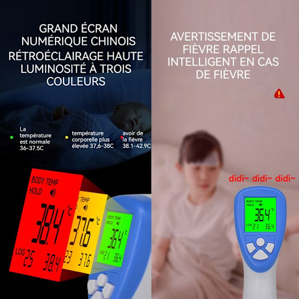 Infrared termometer TD® front termometer 3 farver LCD skærm kontaktløs Infrarød sensor feberalarm til børn