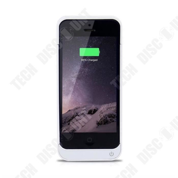 TD® Externt batteri med fodral iPhone 5 5S SE 4200 mah Vit Ultratunn - Lång autonomi - LED 4-indikatorer - Pålitlig och praktisk