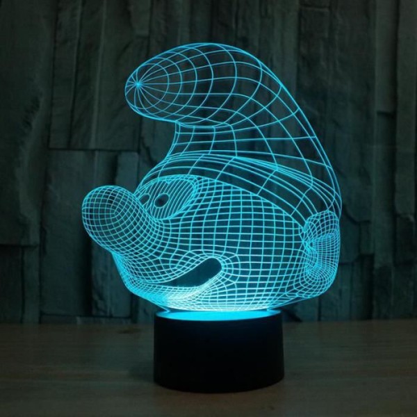 Julklapp för barn 3D Smurfarna Formade Nattljus LED 7 Färger Byt skrivbordslampa Sovrumsdekoration Creat