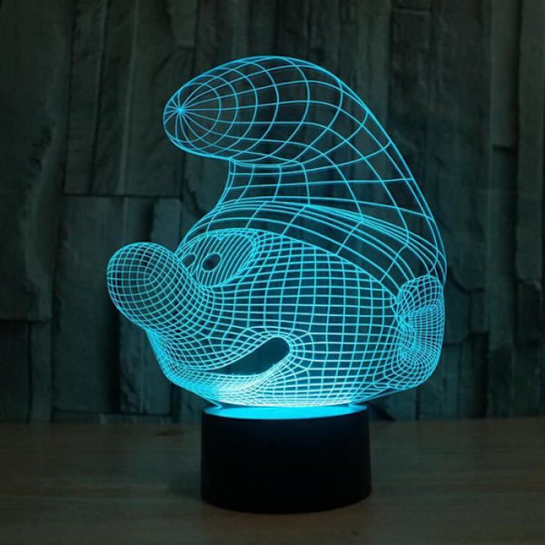 Julklapp för barn 3D Smurfarna Formade Nattljus LED 7 Färger Byt skrivbordslampa Sovrumsdekoration Creat