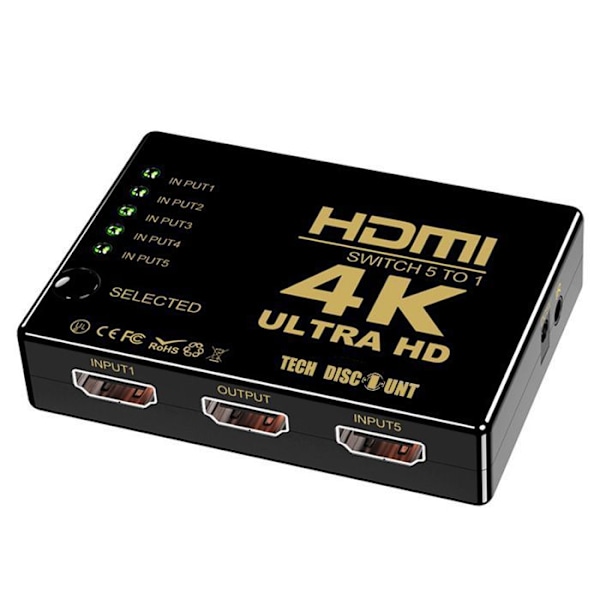 TD® 3D 4K 5 Port HDMI Switch Kommutator Splitter Hub - 5-porters HDMI switch - TV konverter til enheder