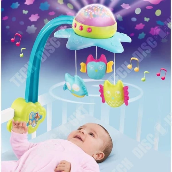 TD® Baby Fjärrkontroll Starry Sky Projection Petal Music Bed Bell Toy,