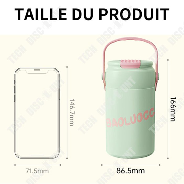 TD Isolerad vattenflaska 550 ml 16,6 x 8,65 cm vattenflaska i rostfritt stål isolerad flaska metall vattenflaska Rostfritt stål Vakuumisolerad flaska