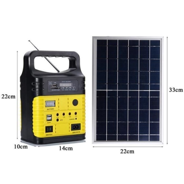 SMRT TEMPSA Solar System Kit DC Panel USB Generator Laddare för campingtelefon + 3 GULA glödlampor