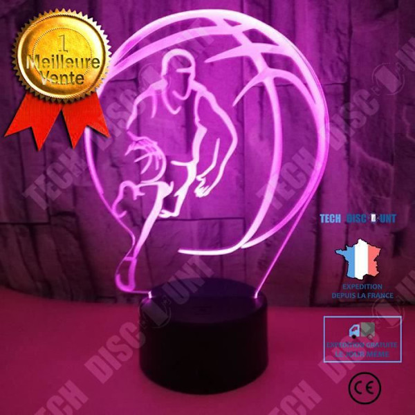 TD® Dekorativ berøringslampe med optisk illusion 7 farver - basketball model - lavt forbrug USB-kabel eller 3 AAA-batterier