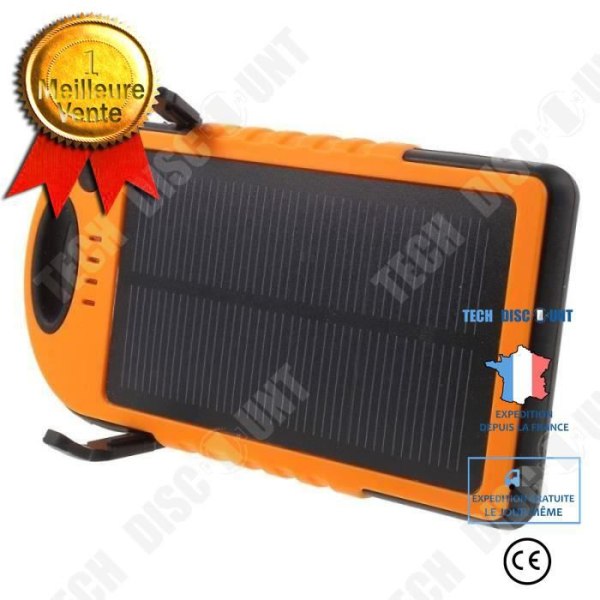 TD® Autonomous Battery Power Bank 12000 mAh - Orange Solar Charge - Lämplig för alla smartphones med micro USB-port