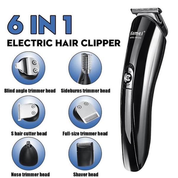 Hårtrimmer Beard Pro Razor Box med Organizer Herrpresent USB EU-kontakt - Svart - 6 tillbehör ingår Svart
