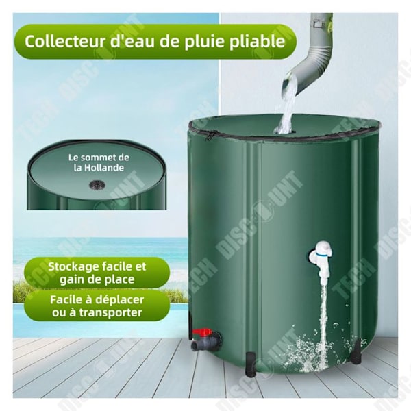TD Vandbeholder 200L / 52 Gallon Foldbar Regnvand PVC Patio Bærbar Multi-brug Vandopsamling