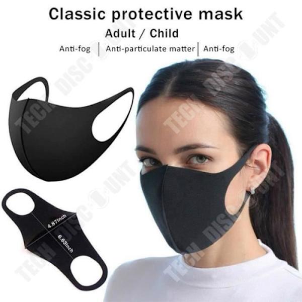 Ansiktsvisir - TD® - Paket med 10 - Glansig siden - Återanvändbara - Unisex - Svart svart