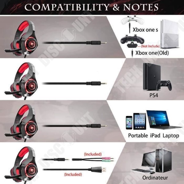 Gaming headset TD® PS4 Xbox One med støjreducerende mikrofon LED lys stereo bas volumenkontrol høj kvalitet