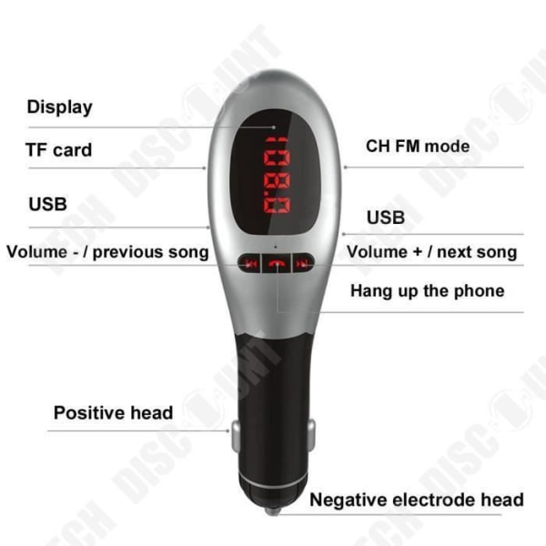 TD® Langaton Bluetooth FM-lähetin auto MP3 Musiikkisoitin Radio USB-portti - Langaton USB handsfree -setti