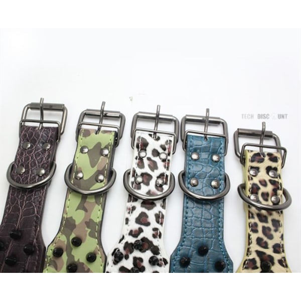 Halsband för hund - TD® - Justerbar - Syntetläder - Svart - Reflekterande dödskalle