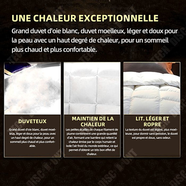 TD Duvet i gåsedune 150x200cm naturlig tempereret pladedyne 1 person ultra blød 4-sæson dyne hvid duvet