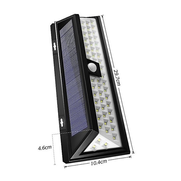 Udendørs solcellelampe NEÜFU - TD® 54 LED - Bevægelsessensor - Vandtæt - Bred vinkel Svart