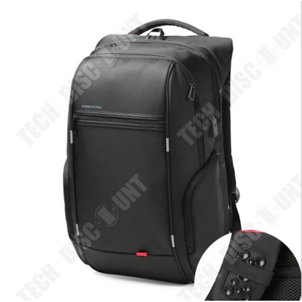 TD® 15,6” Lyx Notebook-ryggsäck Svart Extern USB-laddning för män