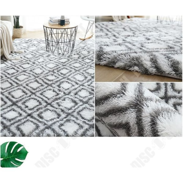 TD® GOGOLOVING Shaggy Vardagsrumsmatta 200 X 300 cm i vitt kalebassmönster