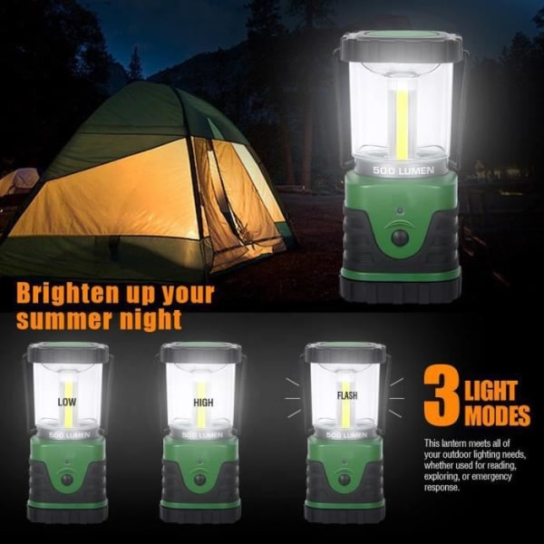 LCC® 500lm LED campinglykta, Ultra Bright Torch, Nödljus, Bärbar lampa för utomhusaktiviteter - Grön grön