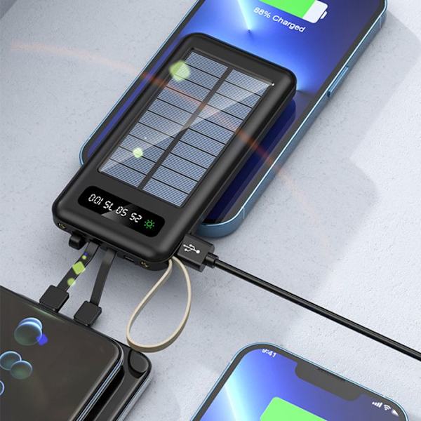 TD® Mobile Power 30000 mAh Solladdare med en till fyra kablar
