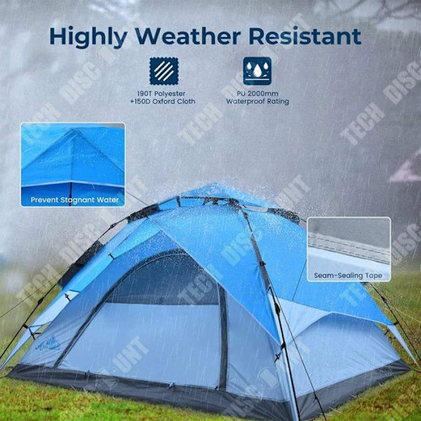 TD® Grande udendørs campingtelt 3kg automatisk telttelt med indbygget cirkulerende åndbar mesh