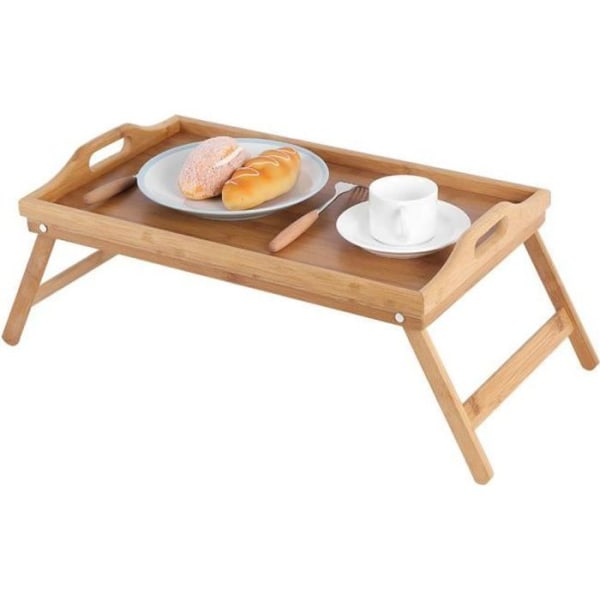 Sängbricka - Bambu - Hopfällbar - 50x30 cm - Frukostbord - Rektangulär trä färg