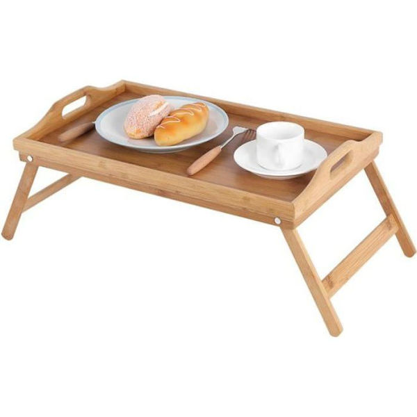 Sengeplade - Bambo - Sammenfoldelig - 50x30 cm - Morgenmadssystem - Firkantet trä färg