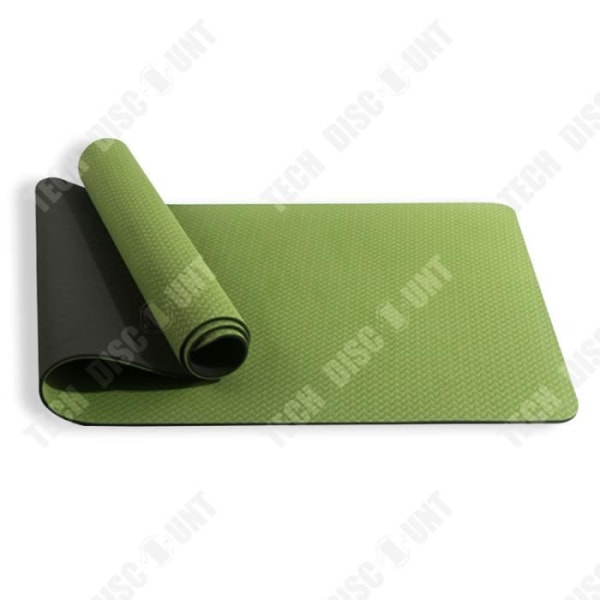 Yoga mat TECH DISCOUNT - Non-slip two-tone TPE 6mm - Home fitness - 183x61cm black Svart