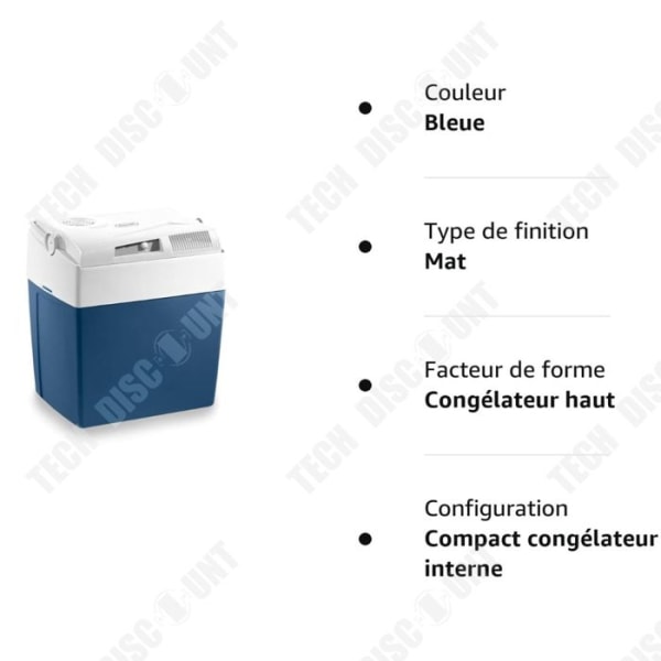 TD® Bärbar termoelektrisk kylare Kapacitet 26 liter Spänning 12V-230V för bilar Husvagnar Kylning 11,7 x 15,6 x 17,5c