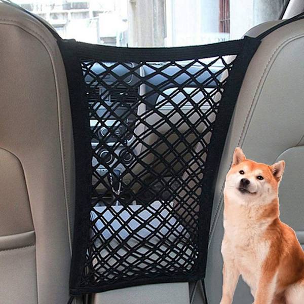 TD® Car Rear Pet Isolation Net, andningsbart och bekvämt bilförvaringsnät, ficka