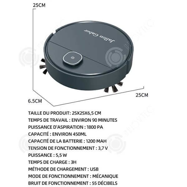 INN Robotdammsugare 5 i 1 Stark sugkraft 1800Pa med 1200mAh batteri Hinderdetektering Automatisk dammsugare Blå