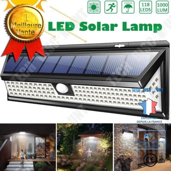 TD® Solcellelampe Udendørs Havebelysning 3 Lysindstillinger med Bevægelsessensor LED Lys Vandtæt IP65 Solcelle