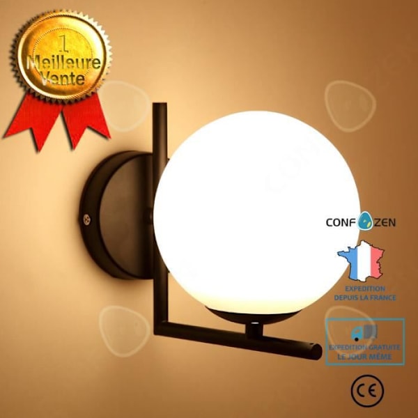 CONFO® Applique Kugle af glas LED væglampe hvid mælk Stil postmoderne Minimalisme moderne Soveværelse natbord Balkon gangsti