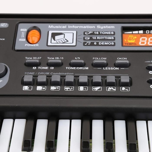 61 tangenter med mikrofon Elektronisk orgel Piano Keyboard Leksaker Pedagogiska leksaker Present Svart