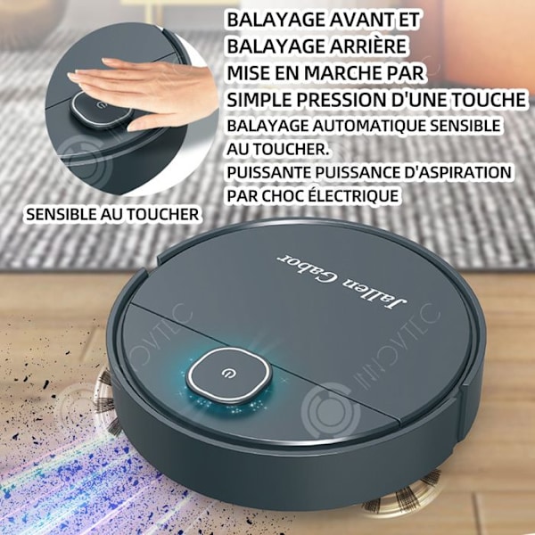 INN Robotdammsugare 5 i 1 Stark sugkraft 1800Pa med 1200mAh batteri Hinderdetektering Automatisk dammsugare Blå
