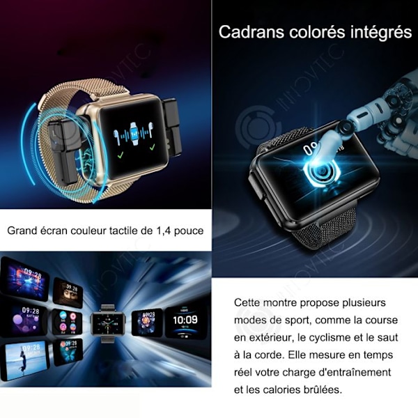 INN Smartwatch 2 i 1 100 dages standby tid bluetooth headset connected watch watch bevægelsesdetektion bluetooth nej