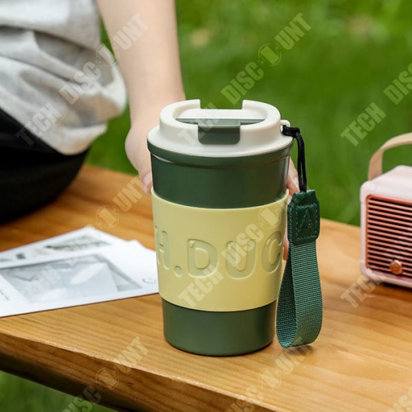 TD® 400 ml tecknad kaffekopp Bärbar isoleringskopp med bärrep Bil 304 vattenkopp i rostfritt stål