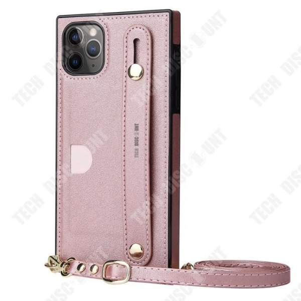 TD® Lädertelefonfodral Passar iPhone 11Pro med långt ställ med lång halsband med kreditkortsfack