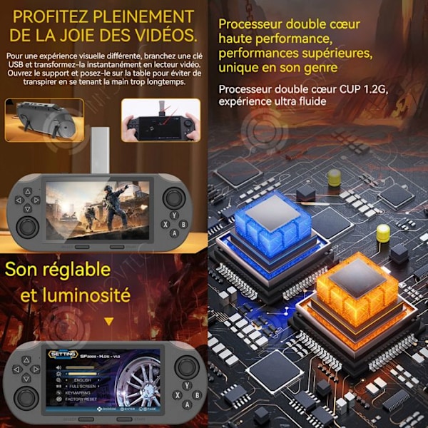 INN Dual Joystick Game Machine 64G 3000mAh 4,5-tums High-definition IPS Storskärm 360-graders Anti-slip Joystick