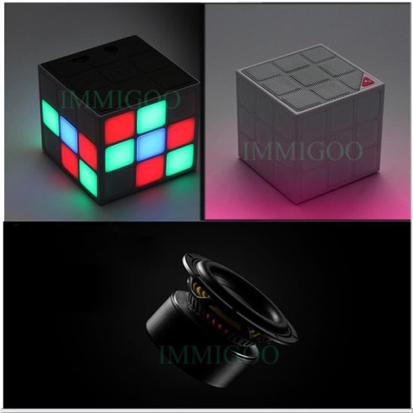 Cube LED Bluetooth-högtalare - HIGH-TECH & WELLBEING - Bärbar med Micro TF-kortplats - Grå