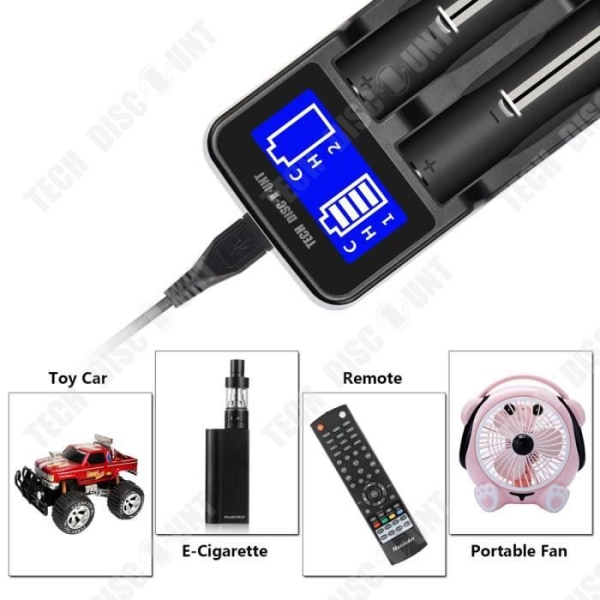 laddare för universella uppladdningsbara AAA AA smarta LCD-batterier snabb foton 2 platser c fjärrkontroll usb