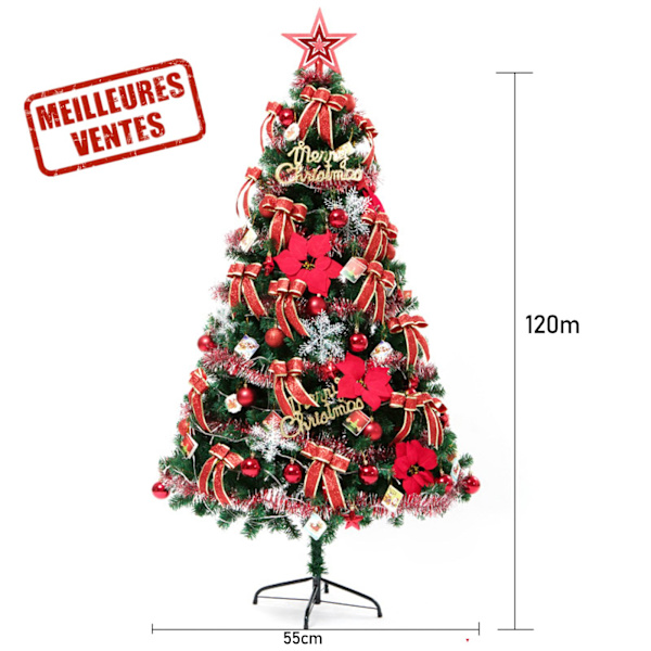 Artificell julgran - Ogenomspecifierad - 120 cm - Grön - LED-dekorationer - Inomhus/Utomhus Grön