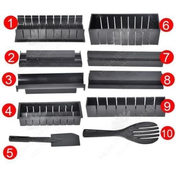 HTBE® DIY sushi-maker, meriruoho, monobloc muotintyöstötyökalu, musta muovimuotti, keittovälineet, gastronominen tuotanto