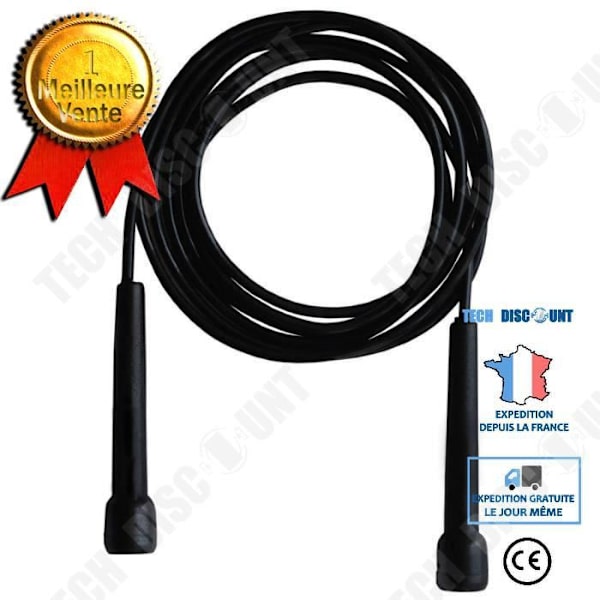 TD® Justerbar Multifunktionel Hoppe Seil - Sport, Crossfit, Boks, Fitness MMA Solid og holdbar - Sort