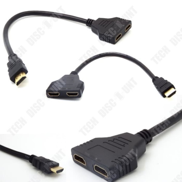 TD® HDMI forlængerkabel 2 linjer computeradapter konverteringsversion 1.4 30 cm sort farve lille praktisk kabel tilslutning