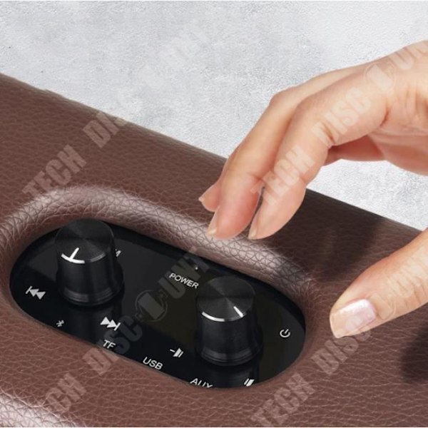 Bluetooth-högtalare - TD - Retro - Trä och läder - 16W - Batteritid 8 timmar Brun