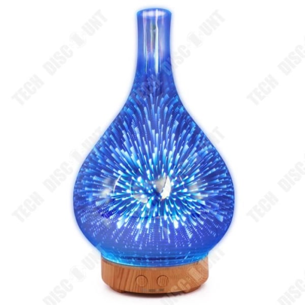 TD® Glas Aroma Diffuser Färgglad LED Ljusgradient Aroma Luftfuktare Träkornsbas