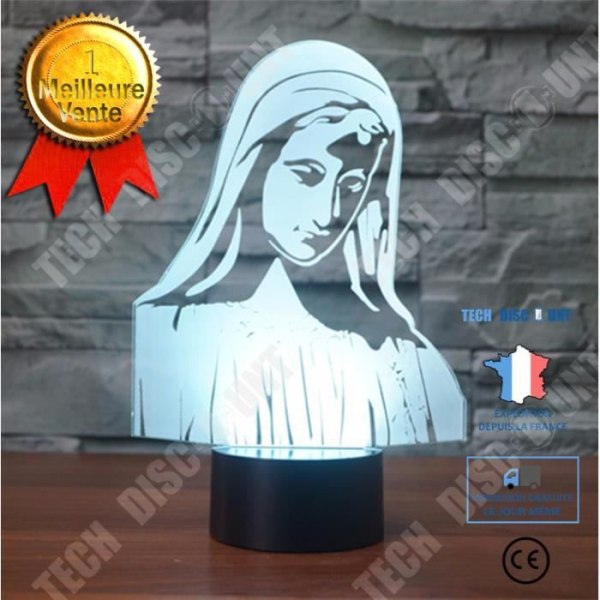 Ny Jomfru Maria 3D Lyskilder Farvet LED Vision Atmosfære Dekorativ 3D Lille Bordlampe Wir88