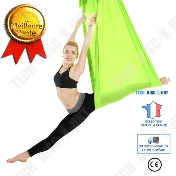 TD® Yoga Hängmatta 2,8 m Slitstark Elastisk Aerial Yoga Hängmatta Swing Fitness Träningstillbehör, Grön